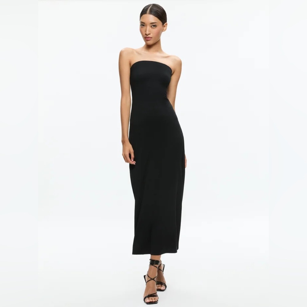 Alice + Olivia Delora Strapless Black Maxi Dress